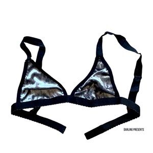 DOLLS KILL WIDOW VELVET TRIANGLE BRALETTE BIKINI TOP WOMEN COLOR SILVER SIZE S